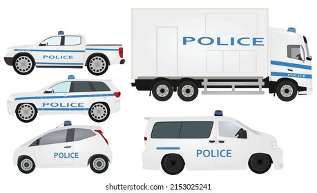 Police cars set. vector illustration