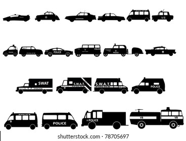 Police cars silhouette