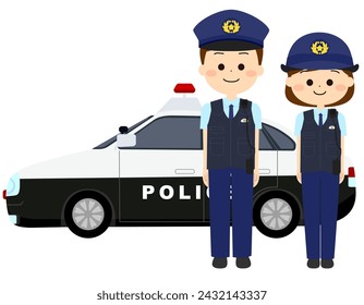 Police cars and smiling police officers