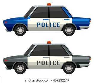 Police Cars Two Different Colors Illustration Stock Vector (Royalty ...