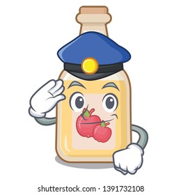 Police cartoon apple cider in a glass