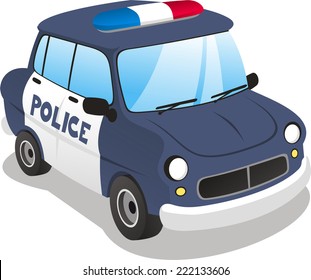 Police cartoon car. vector illustration cartoon. 