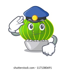 Police cartoon notocactus beautiful on the rocks