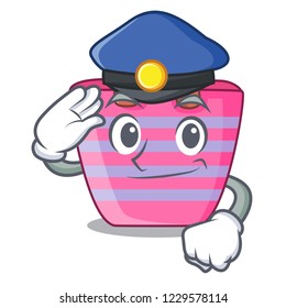 Police cartoon on red shaped beach bag