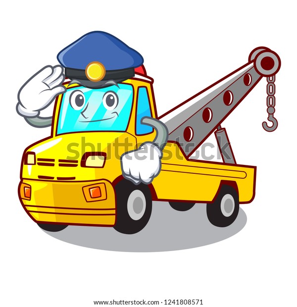 Police Cartoon tow\
truck isolated on rope
