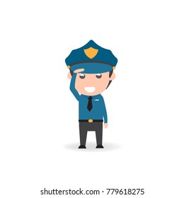 police cartoon vector hand drawn on white background