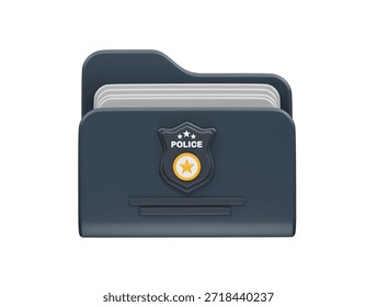 Police Case File Folder Icon 3d rendering illustration