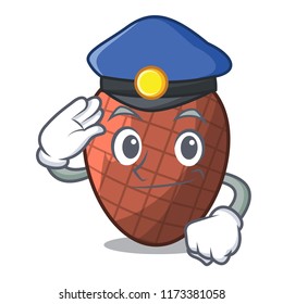 Police character cartoon on moriche palm fruit