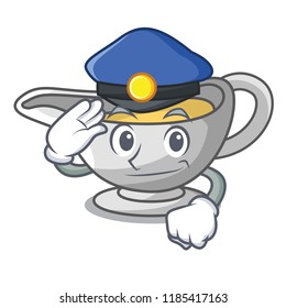 Police a character dish pouring sauce boat
