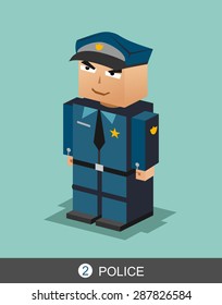 Police character illustration. Policeman profession illustration.  