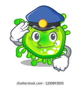 Police character microbe bacterium on the palm