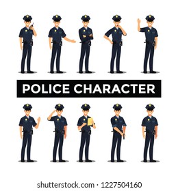 police character set, Vector illustration cartoon character.