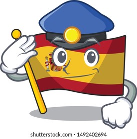 Police character spain flags formed with cartoons