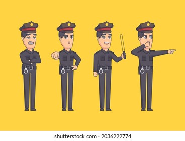 Police character vector design. Funny Characters Set