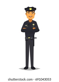 police character. Vector illustration in flat style.