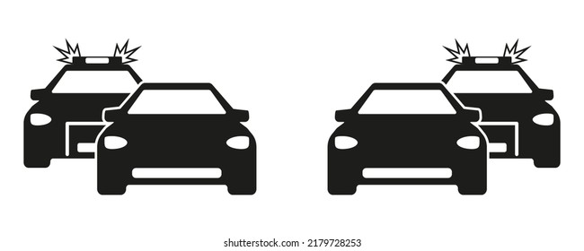 Police chase. Car chase black simple icon. EPS Vector