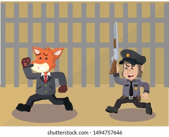 police chase prisoner vector illustration
