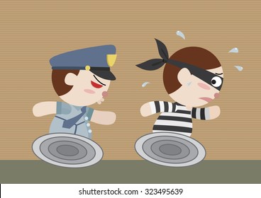 police chase thief cartoon vector