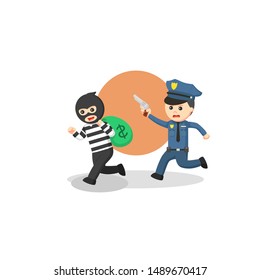 The police are chasing money thieves illustration