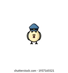 Police Chicken Cartoon Character Vector Illustration Design. Cute, Funny, FUn, Outline, And Happy Style. Recomended For Children Design, Chicken Shop Mascot, And Other.