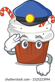 Police christmas cupcake isolated with the mascot