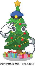 Police christmas tree cartoon shape a character