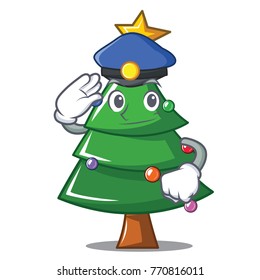 Police Christmas tree character cartoon