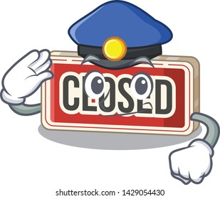 Police closed sign isolated with the mascot