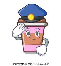 Police coffee cup character cartoon vector illustration