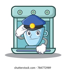 Police coffee maker character cartoon