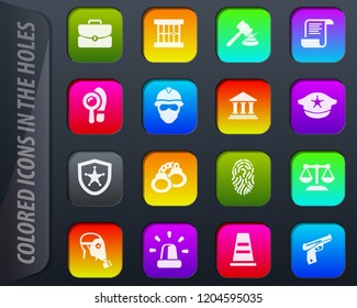 Police colored icons in the holes easily adapt to any background