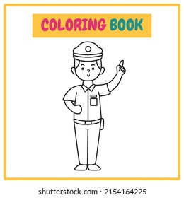 Police Coloring Book or Outline Vector Illustration