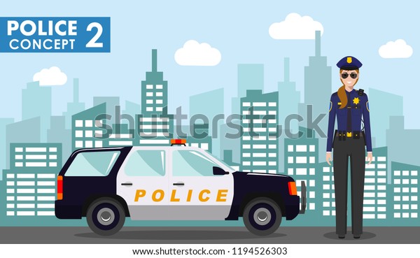 Police Concept Detailed Illustration Policewoman On Stock Vector 