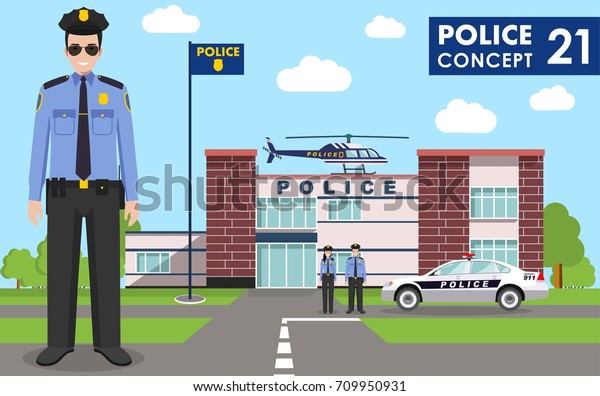 Police Concept Detailed Illustration Police Station Stock Vector ...