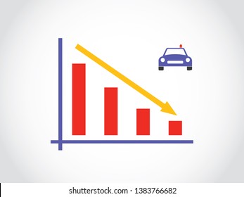 Police Cop Crime Rate Decrease Graph Bar Arrow