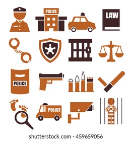 police, cop icon set