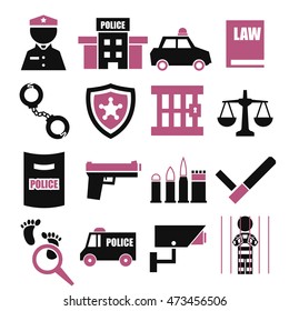 police, cop icon set
