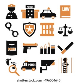 police, cop icon set