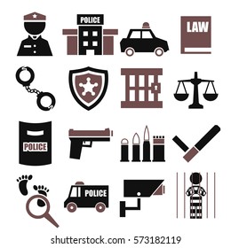 police, cop icon set