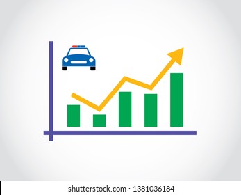 Police Cop Officer Crime Rate Jobs Graduation Vehicle Fluctuate Graph Bar Arrow