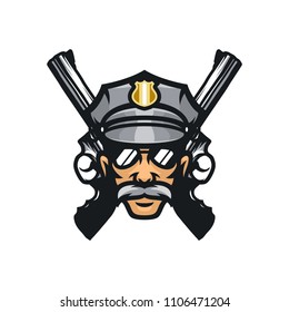 Police cops vector mascot icon illustration for gaming, sport
