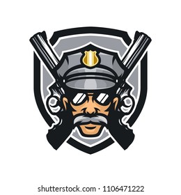 Police cops vector mascot icon illustration for gaming, sport
