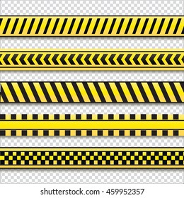 Police cordon off  yellow caution Tape. Vector.