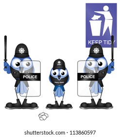 Police cracking down on litterlouts isolated on white background