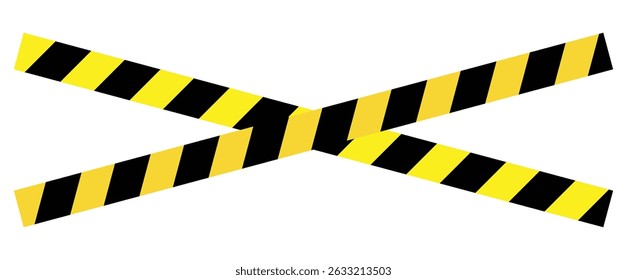 Police crime scene danger safety caution tape black and yellow stripes vector illustration