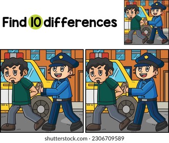 Police with Criminal into car Find The Differences