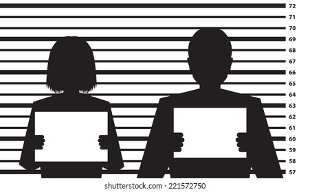 Police criminal record with man and woman silhouette - illustration