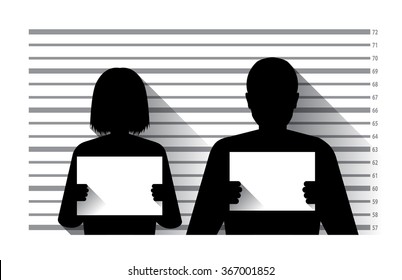 Police criminal record with man and woman , flat design