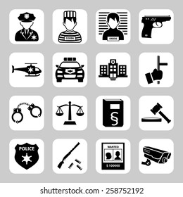 Police and criminality vector icon set