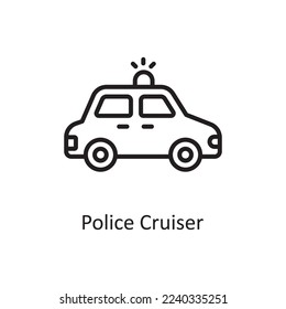 Police cruiser Vector Outline Icon Design illustration. Law Enforcement Symbol on White background EPS 10 File